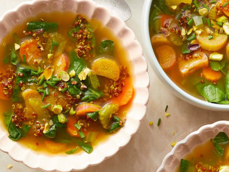 rhubarb red quinoa soup