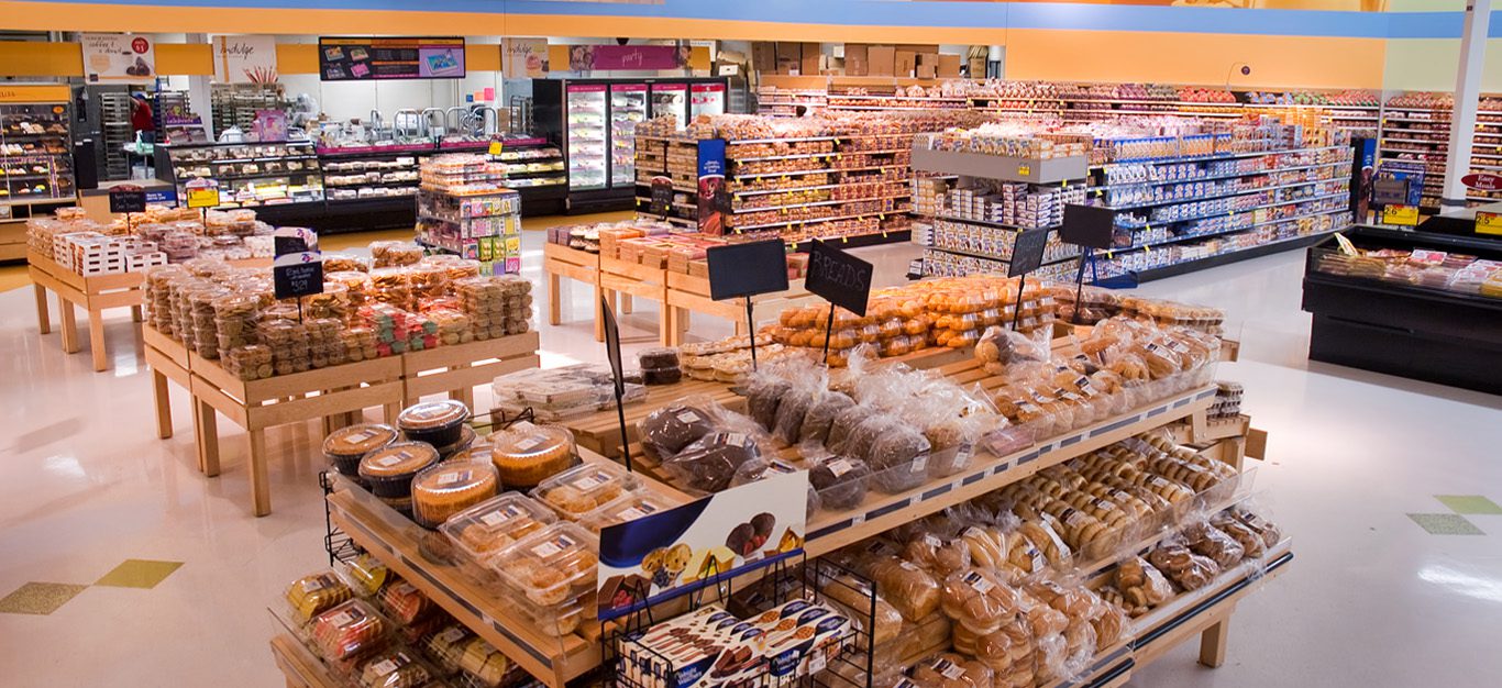 Highly processed foods in the bakery section of a grocery store