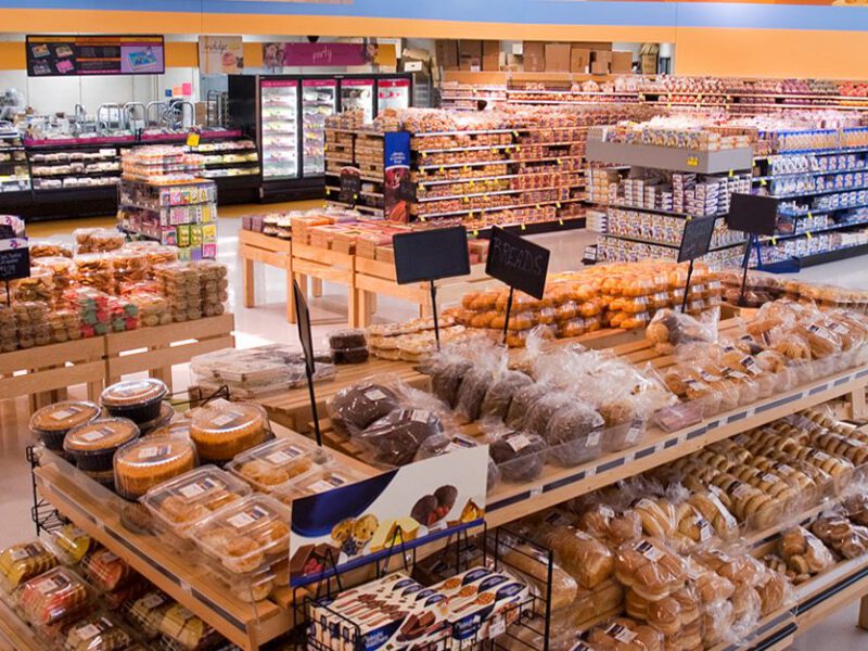 Highly processed foods in the bakery section of a grocery store