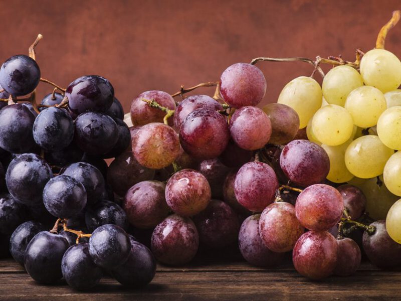 grapes - three types of table grapes on a table