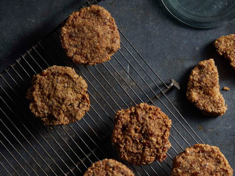 Peanut Butter-Quinoa Flake Cookies on a wire cooling rack