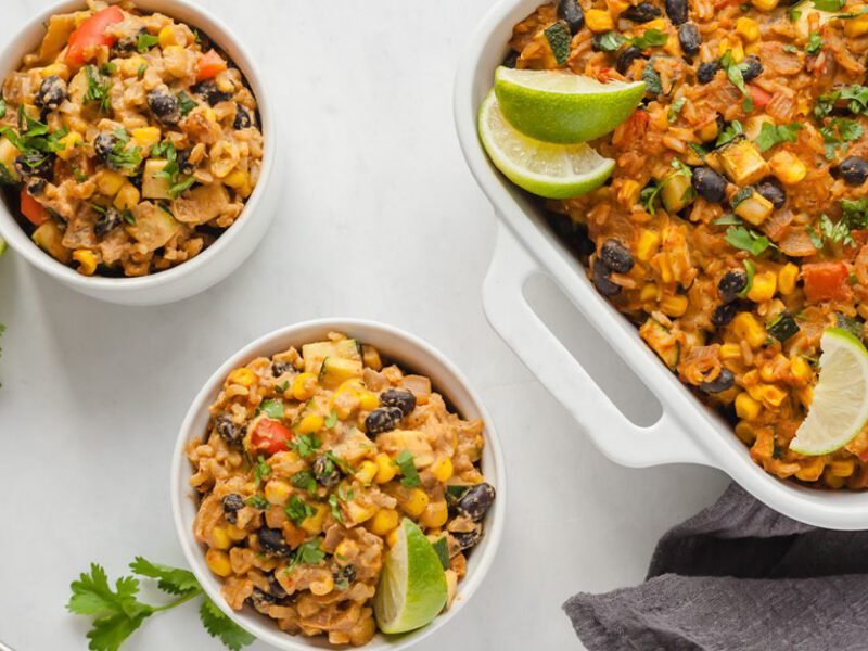 Mexican style beans rice casserole