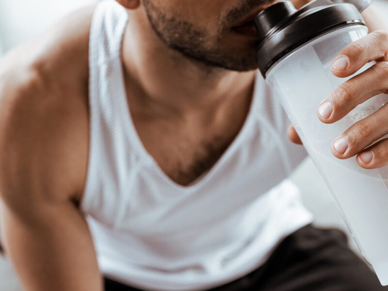 Man drinking protein shake