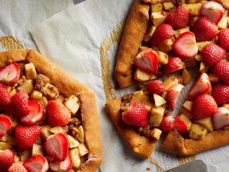 Strawberry-Apple Walnut Galettes on parchment paper