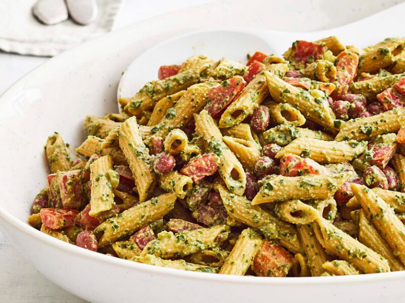 30-Minute One-Pot Pesto Pasta in a white bowl