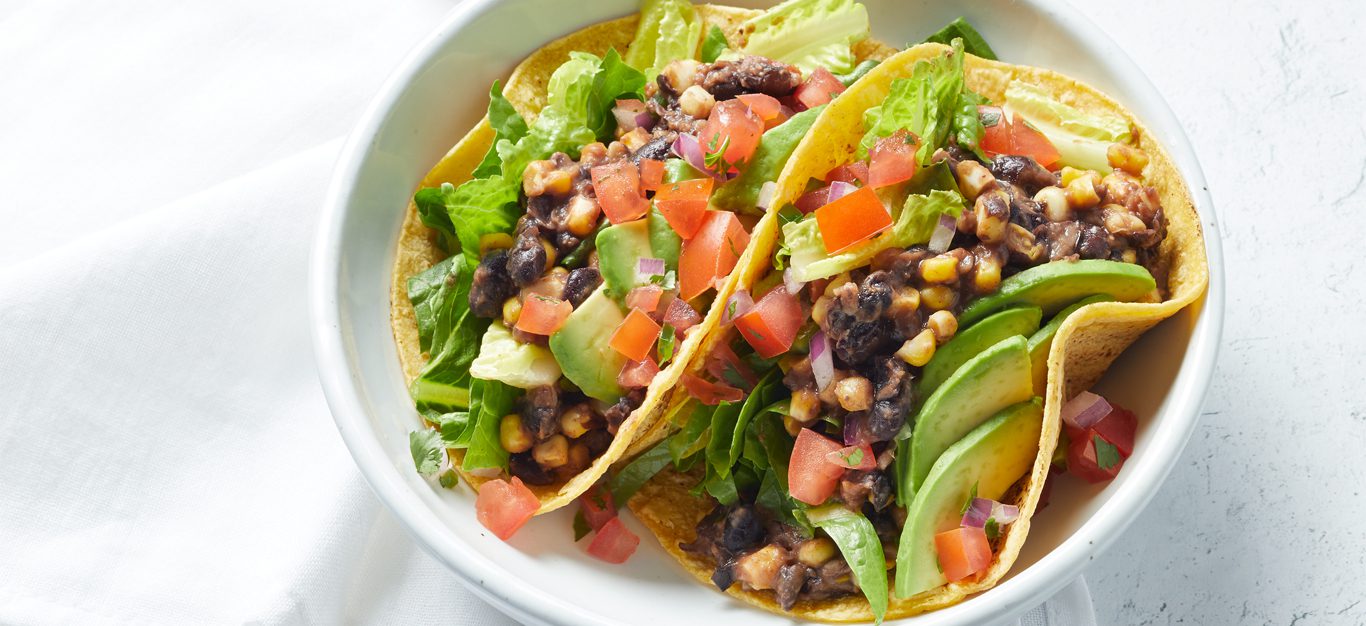 20-Minute Black Bean Tacos in a white bowl