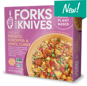 Package of Forks Over Knives Indian Potato Chickpea Curry Frozen Bowl