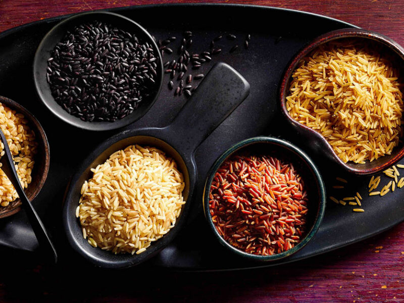 Different varieties of whole grain rice