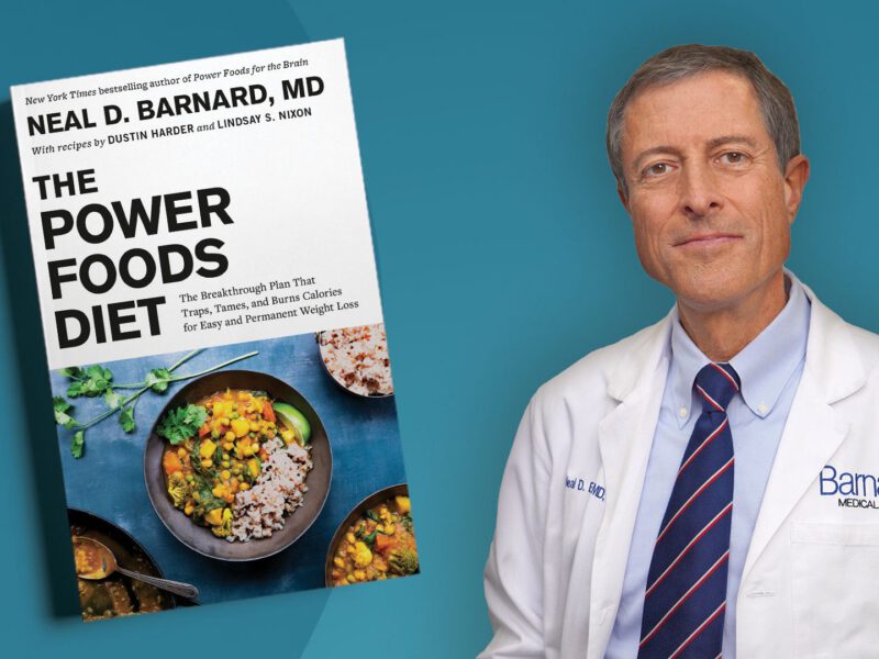 Dr. Neal Barnard beside his new book The Power Foods Diet