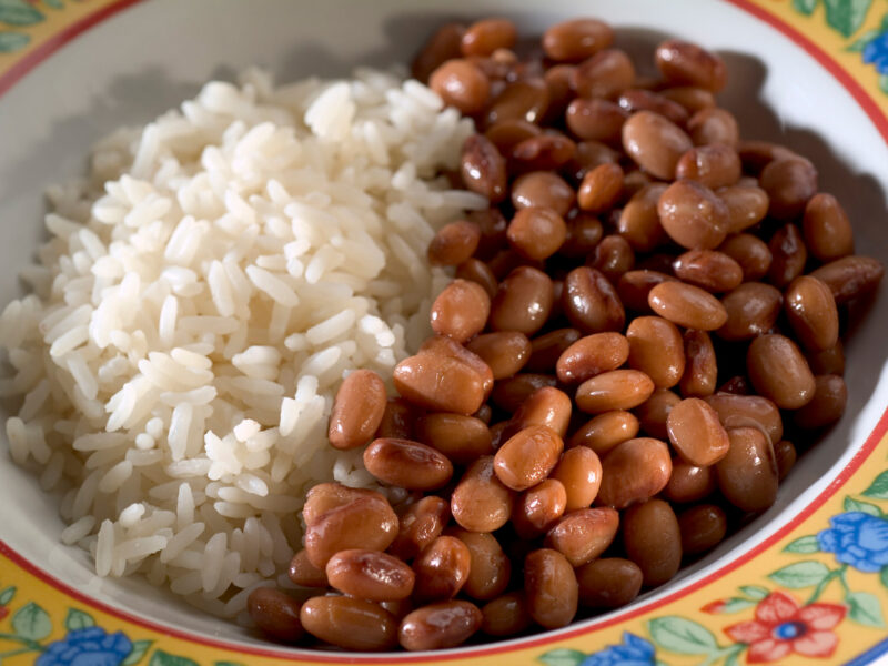 Beans and rice in a bowl