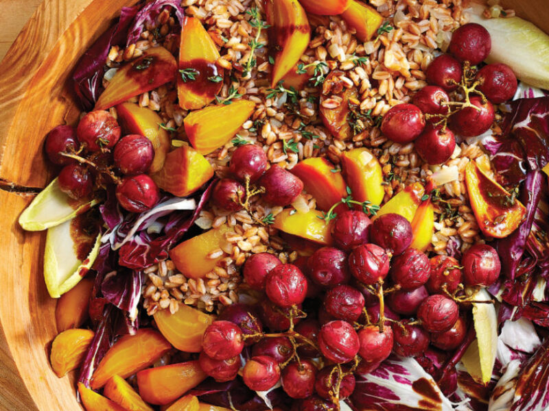 Farro Salad with Beets and Roasted Grapes
