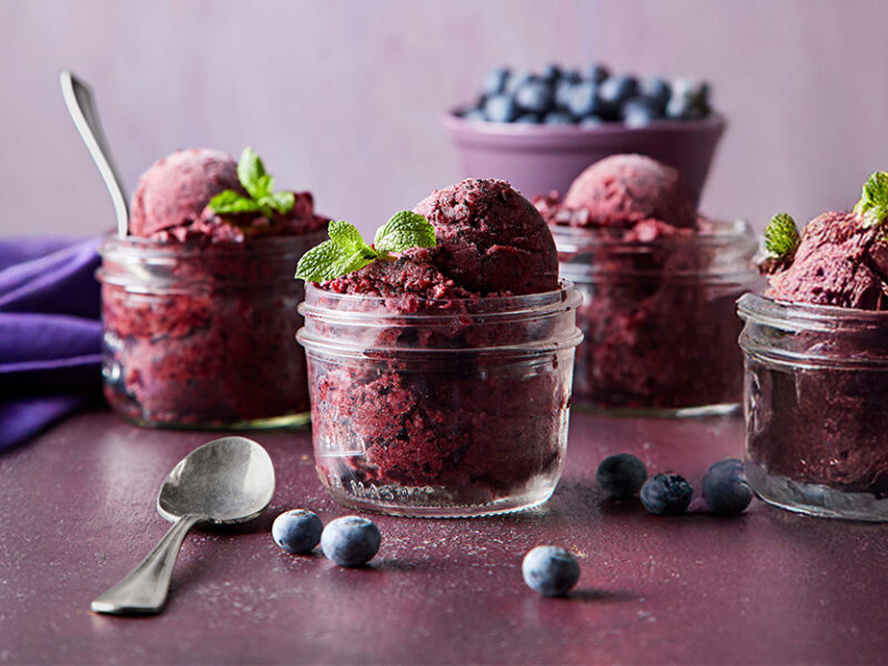 4 Glass parfait glasses of Blueberry Mint Nice Cream