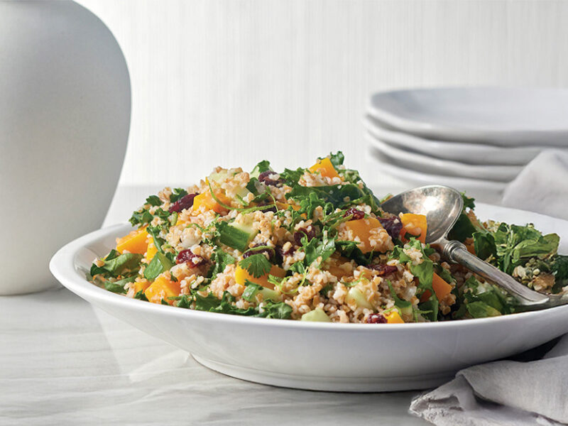 Thanksgiving Tabbouleh Salad in a white bowl
