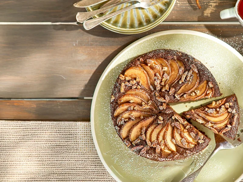 Pear Spice Cake on a pale green plate