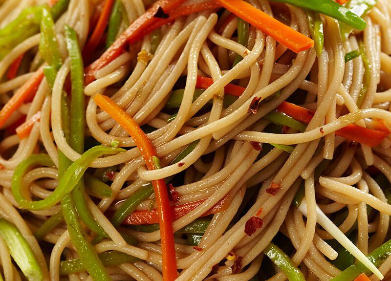 Ponzu Noodle Salad in a white bowl