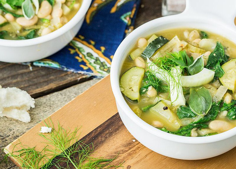 This Italian white bean soup recipe begins a day ahead, when you will need to soak dried cannellini beans overnight. It's worth it!