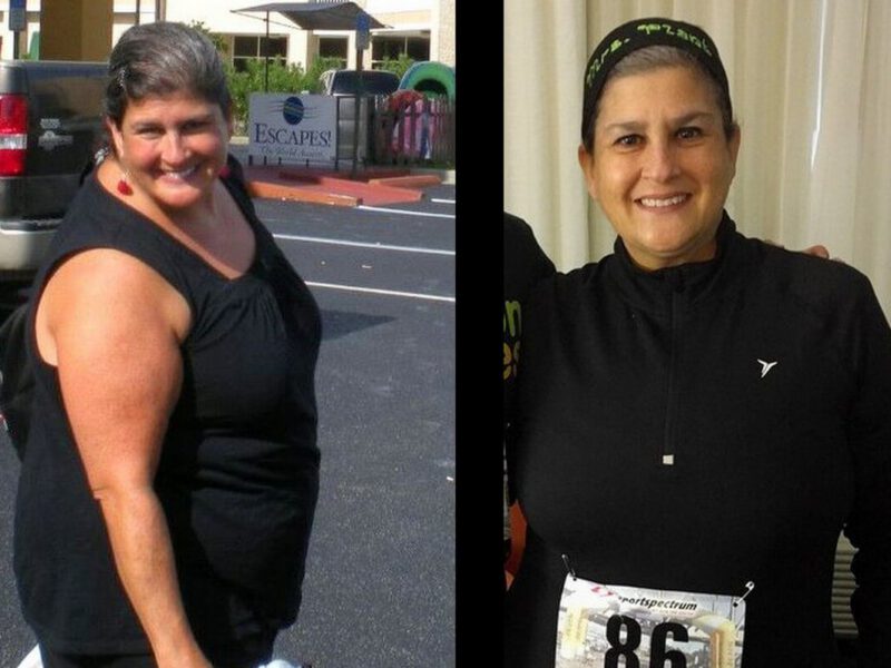 Amy Johnson before and after switching to a healthy vegan diet and losing a lot of weight