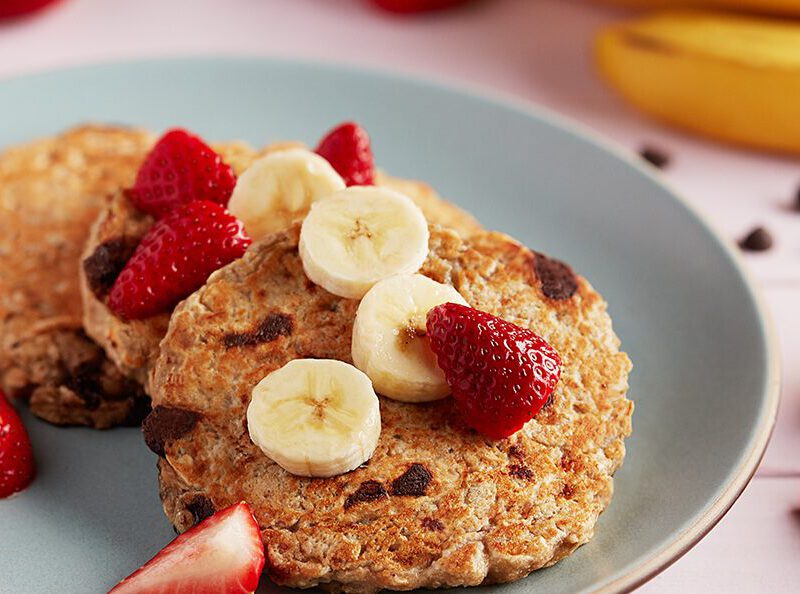 chocolate chip pancakes, plant-based