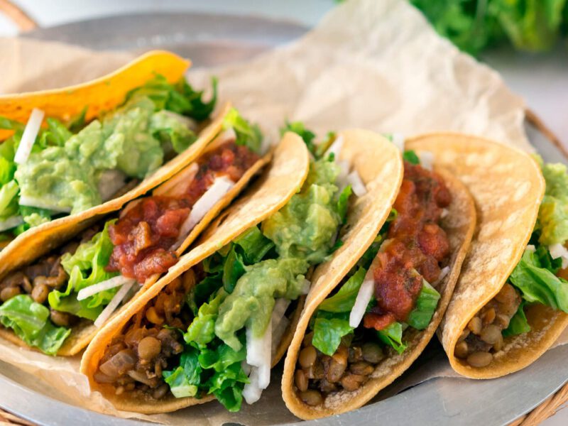 lentil tacos, plant-based