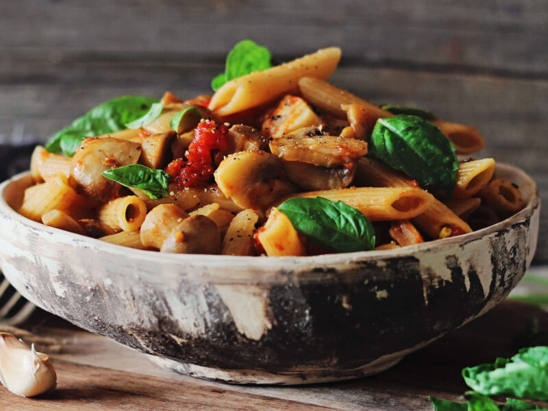 penne, plant based, recipe