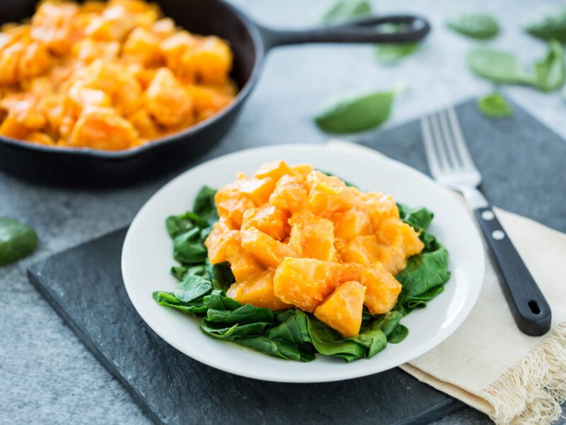 Miso-Glazed Squash with Spinach