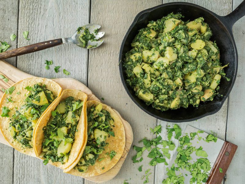 Spinach-Potato Tacos