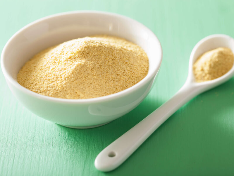 vegan nutritional yeast flakes in bowl