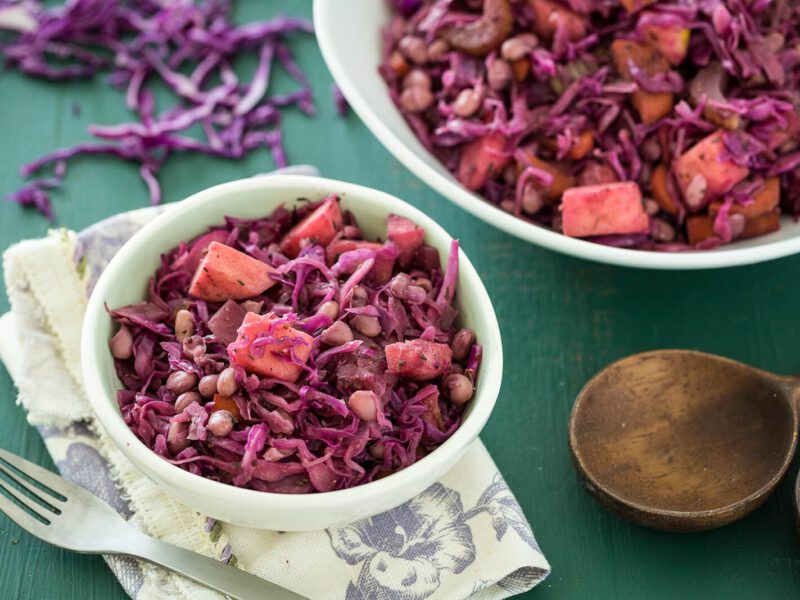 Stewed Red Cabbage and Beans
