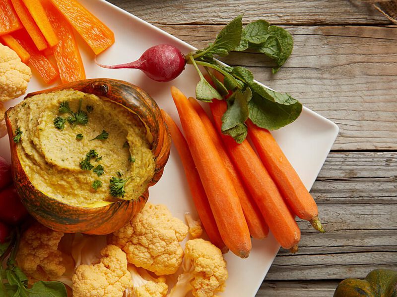 Curried Acorn Squash Hummus with Crudités