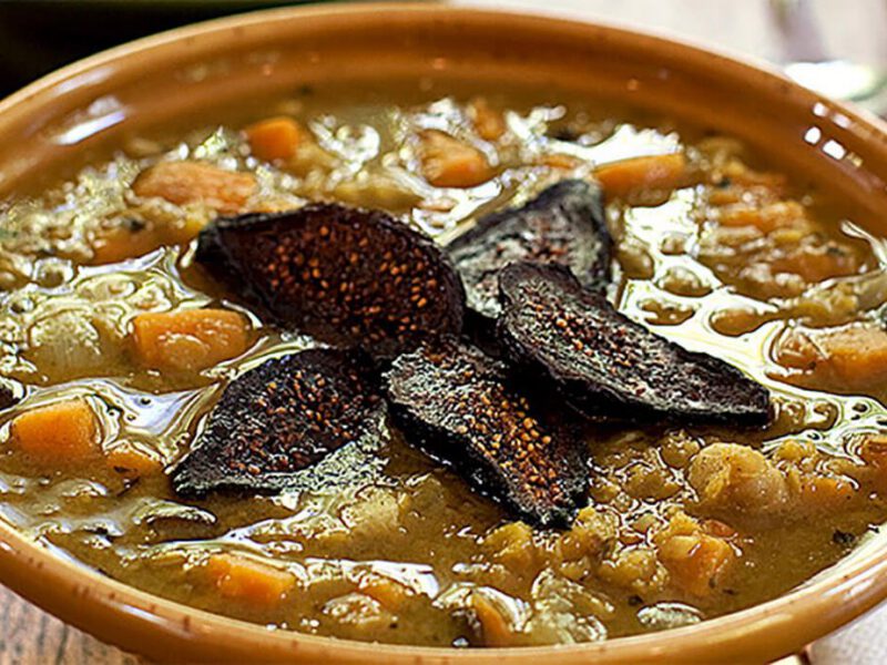 A bowl of Moroccan Bean Stew with Sweet Potatoes