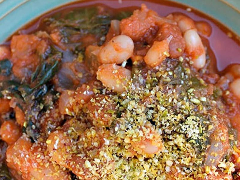 Close up of beans and sauce