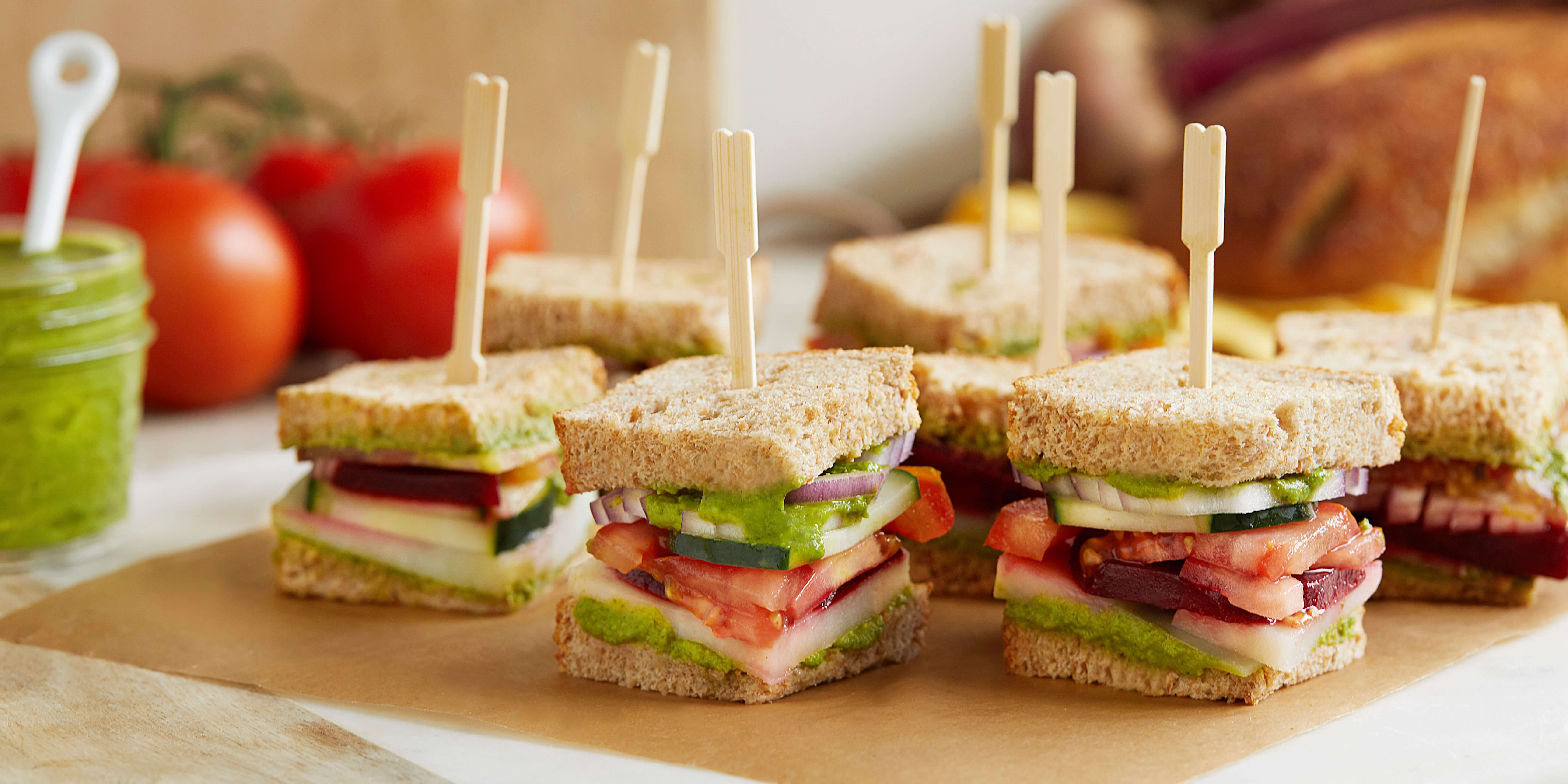 stacked vegetable sandwiches