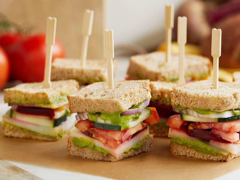 stacked vegetable sandwiches