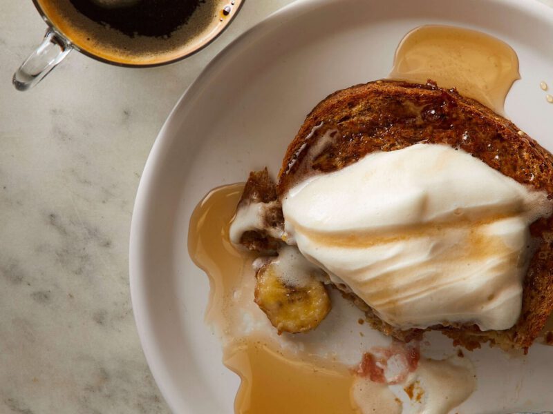 Banana-Stuffed Vegan French Toast with Whipped Cream