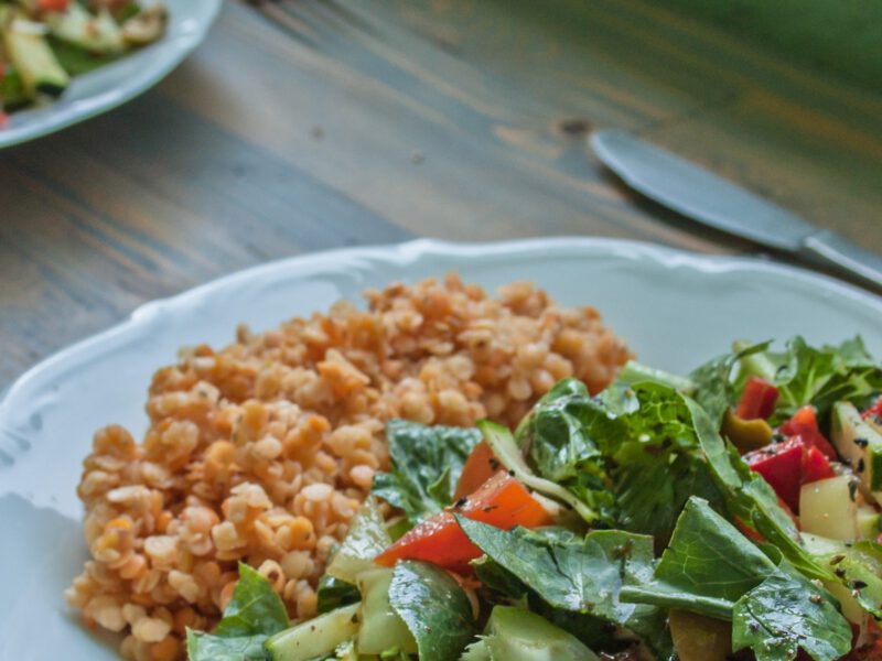 lentils and salad