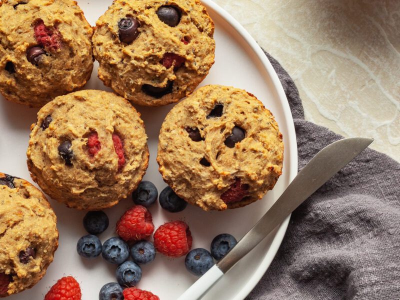 Blueberry-Raspberry Aquafaba Muffins