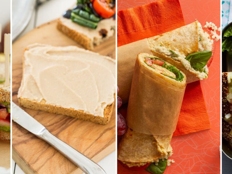 A collage of various vegan sandwiches