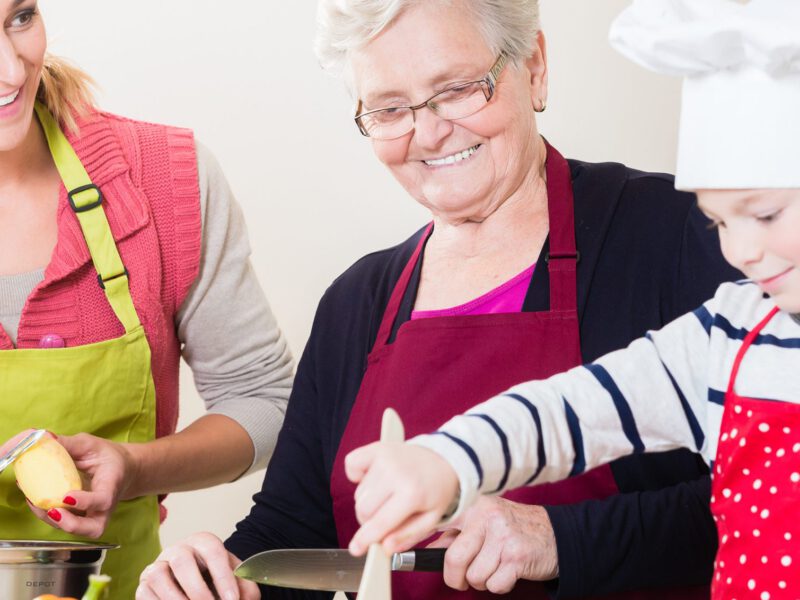 Three generations of woman in the kitchen