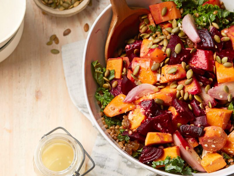 Wheat Berry and Roasted Vegetable Salad with Kale for Wordpress