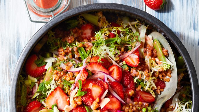 Spring Frisée Salad with Strawberry Vinaigrette