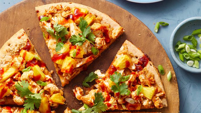 BBQ Cauliflower and Pineapple Pizza