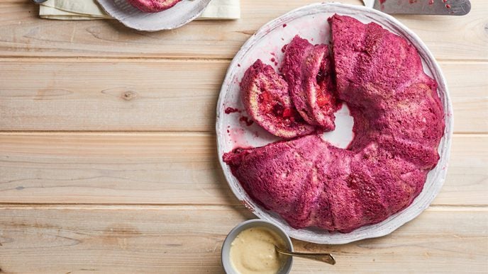 Summer Pudding with Fresh Berries and Lavender Cashew Cream