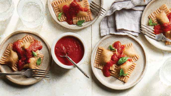 Kale and Sweet Potato–Stuffed Vegan Ravioli