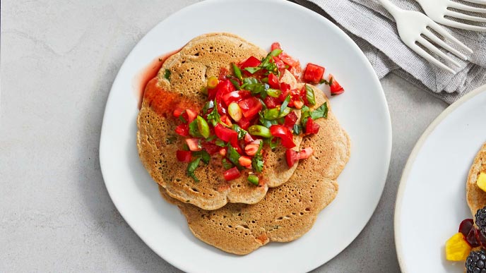 Spicy Veggie pancakes on a white plate