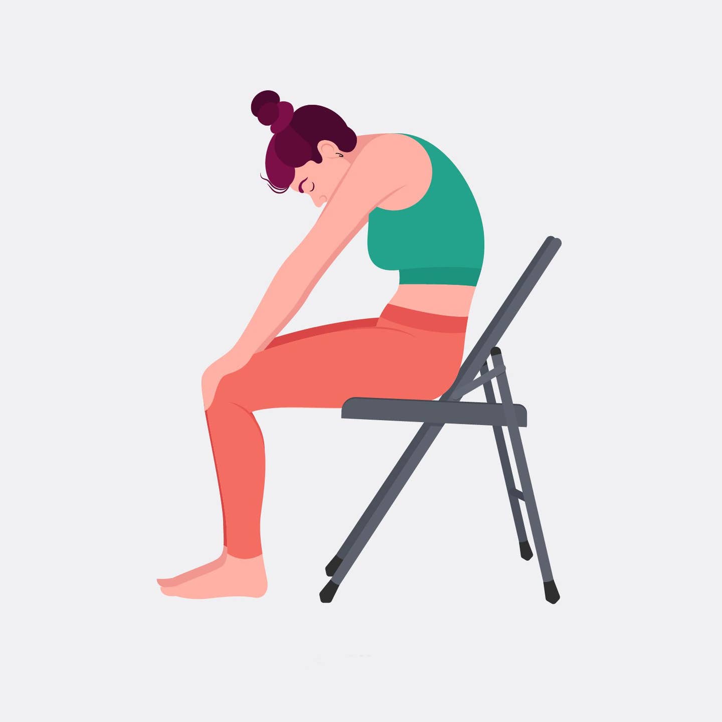 illustration of woman in chair doing a seated cat pose