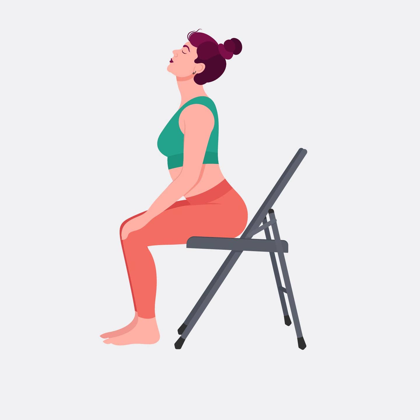 illustration of woman in chair doing a seated cow stretch