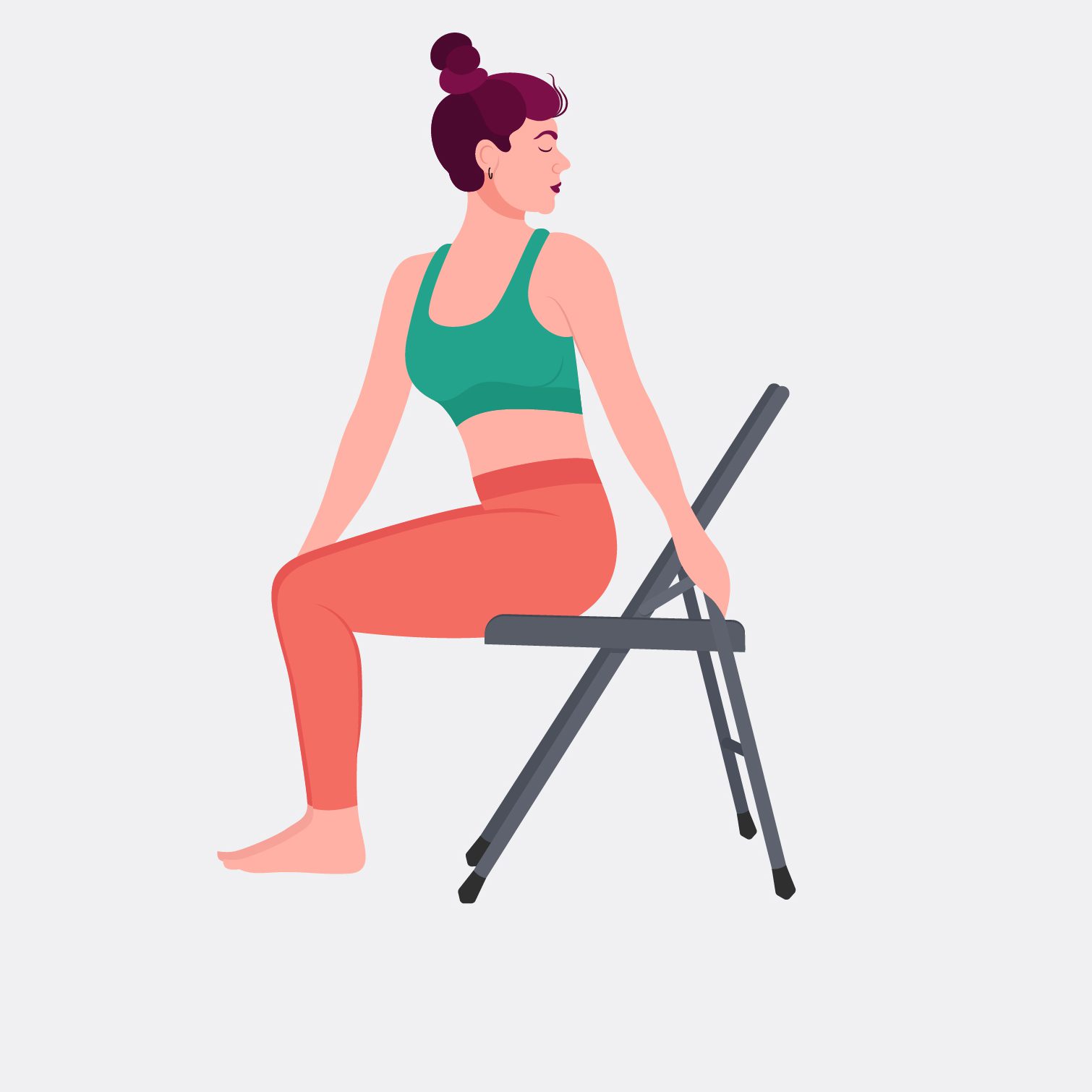 illustration of woman in chair doing a seated spinal twist