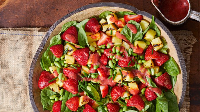 Spinach, Pineapple, and Strawberry Salad