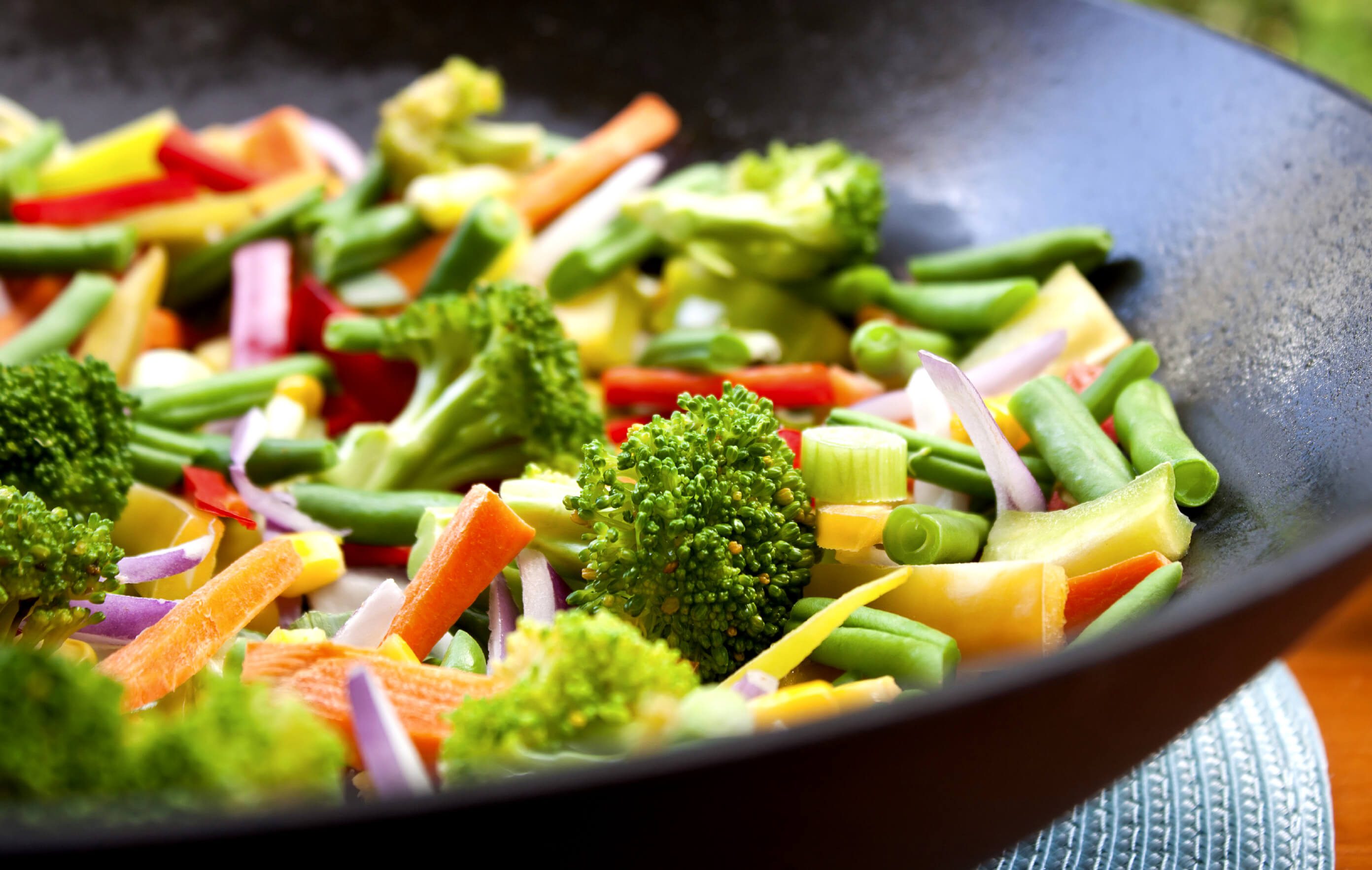 Vegetables cooked without oil for the Forks Over Knives plant-based diet