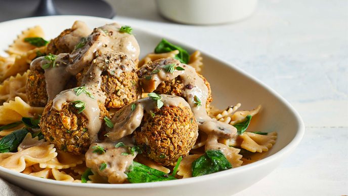 Mushroom Stroganoff with Wheatballs